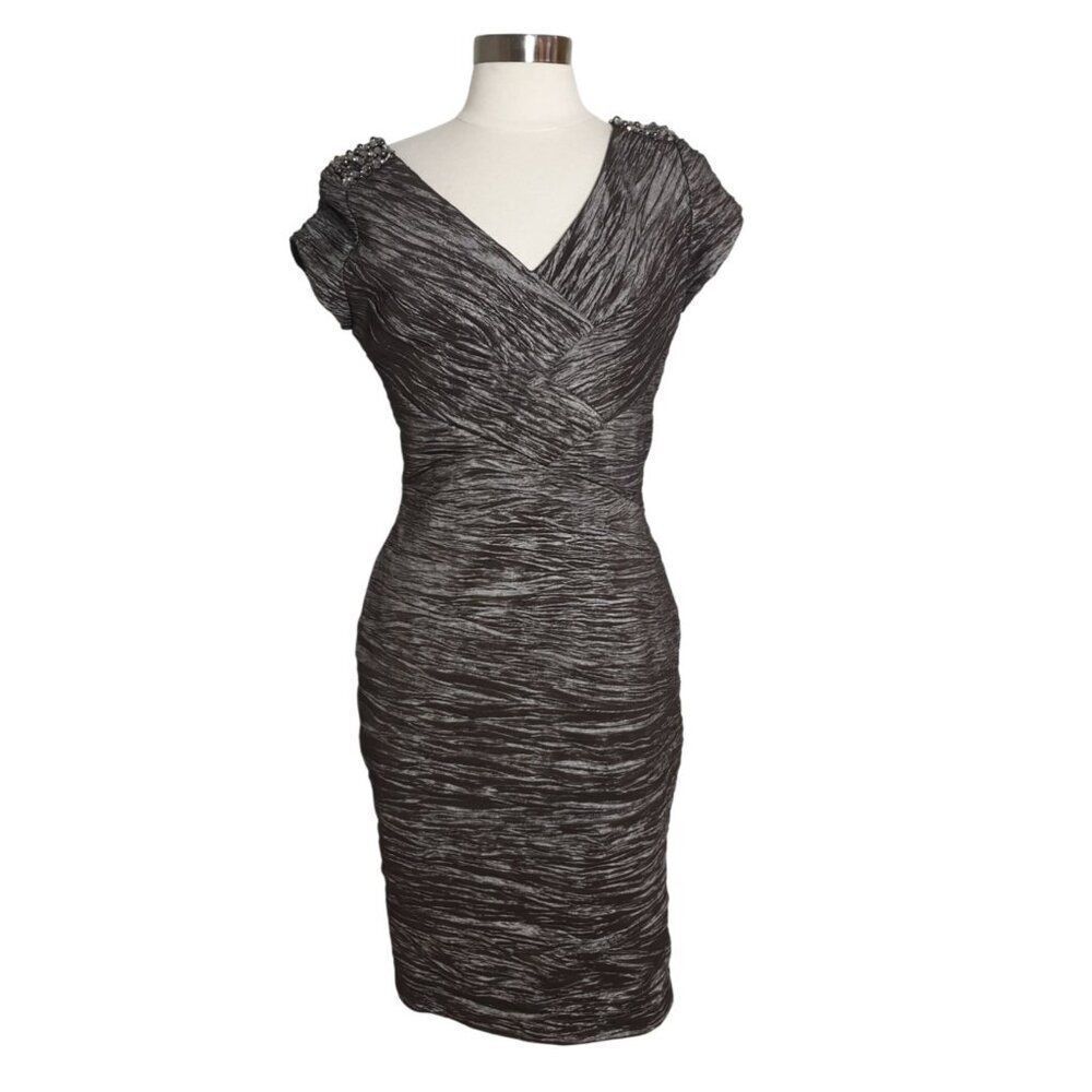 KM Collections Milla Bell Dress 10 Metallic  Cocktail Beaded Detail Event Y2K